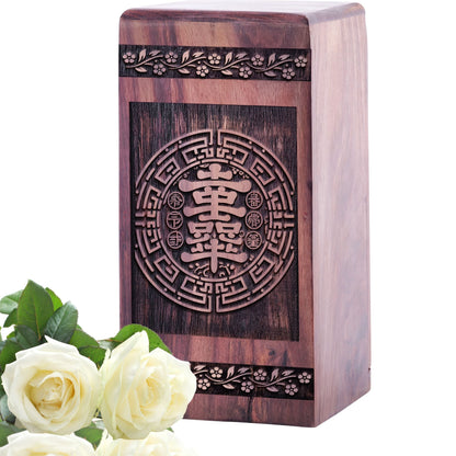 Beautiful Handmade Feng Shui Wood Urn for Human Ashes