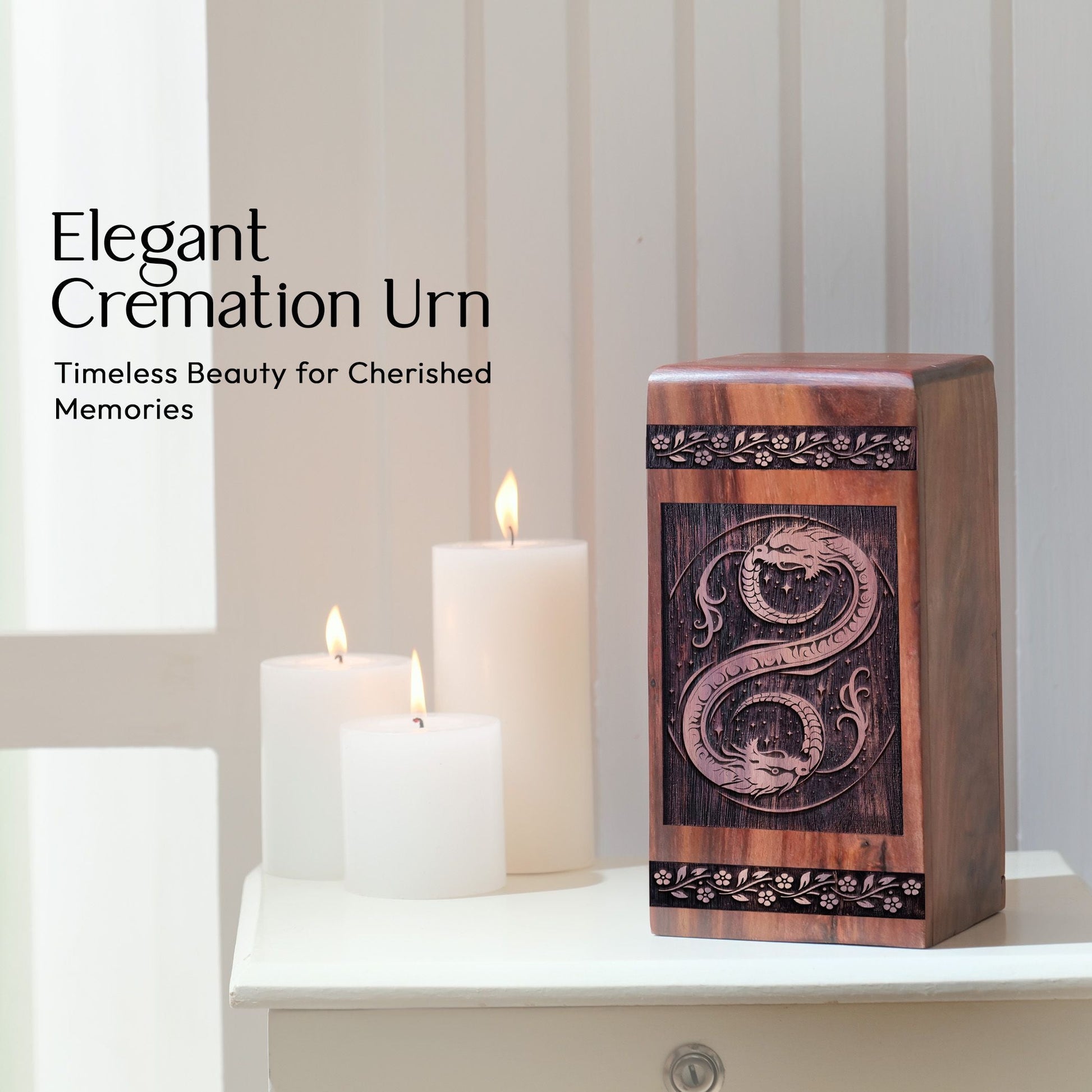 Unique Wooden Cremation Urn with Feng Shui Urn