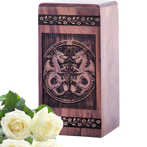 Medium Feng Shui Wooden Urn for Human Cremation Ashes