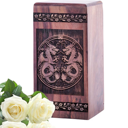 Medium Feng Shui Wooden Urn for Human Cremation Ashes