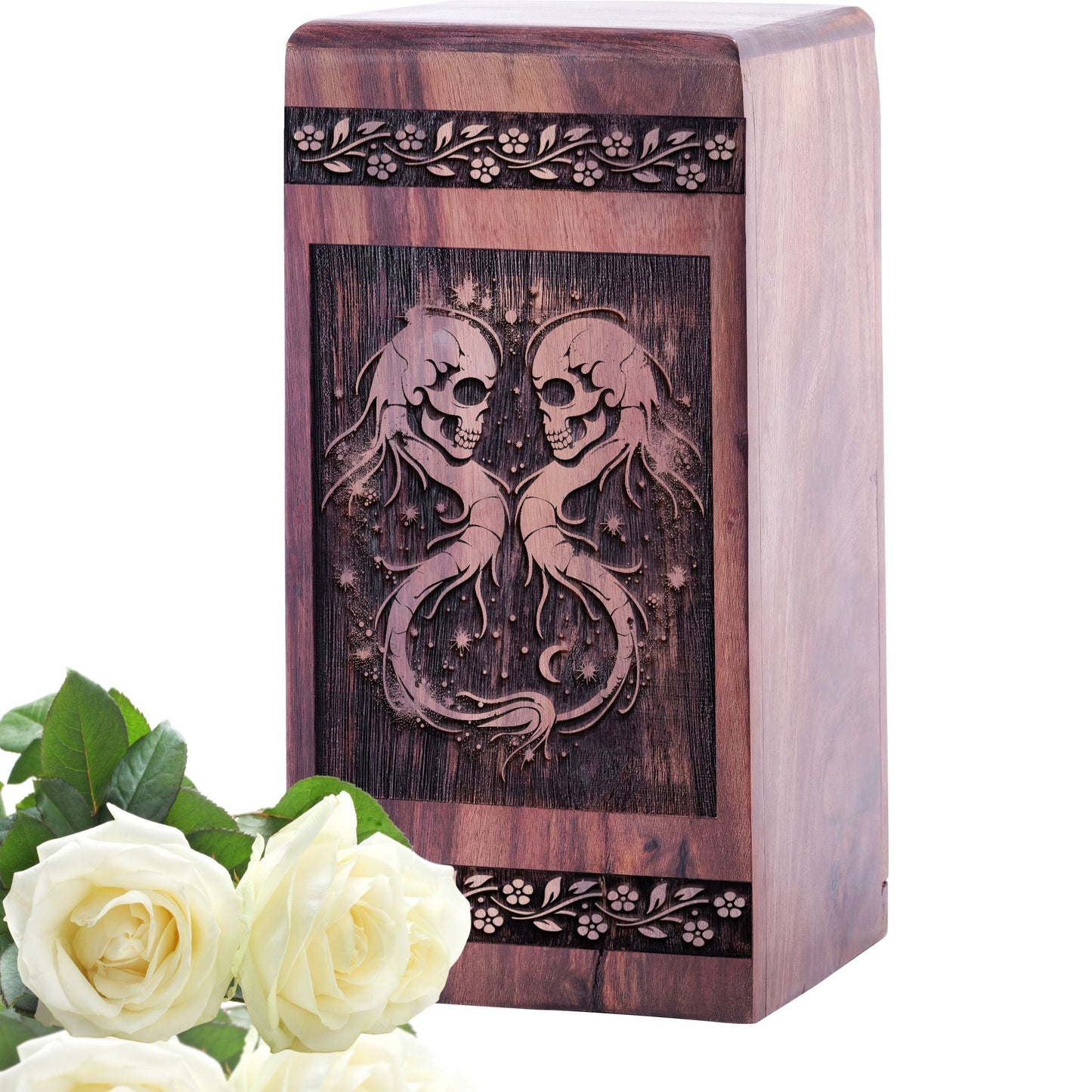 Mini Handmade Wooden Memorial Urn with Feng Shui Urn