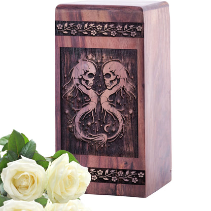 Mini Handmade Wooden Memorial Urn with Feng Shui Urn