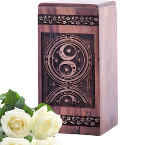 Medium Wooden Feng Shui Cremation Urn for Human Burial Ashes