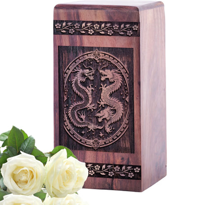 Unique Feng Shui Wooden Memorial Urn for Adult Ashes