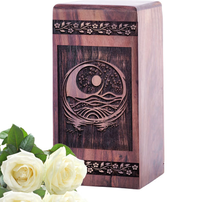 Handcrafted Feng Shui Urn Wooden Urn for Adult Cremation Ashes