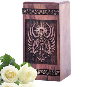 Unique Jesus Urn Wooden Cremation Urn for Adults