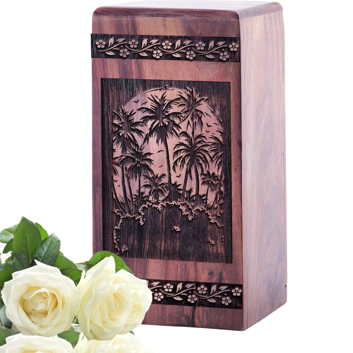 Handmade Wooden Miami Urn for Human Burial Ashes