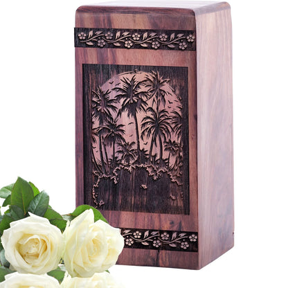 Handmade Wooden Miami Urn for Human Burial Ashes
