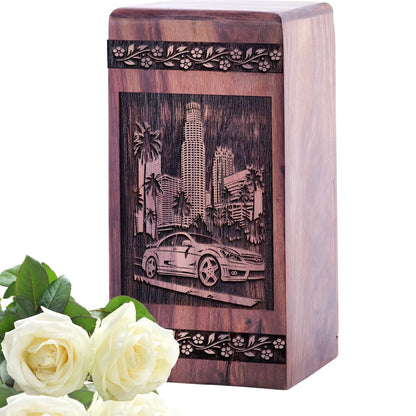 Beautiful Handcrafted Wooden Miami Urn for Human Ashes