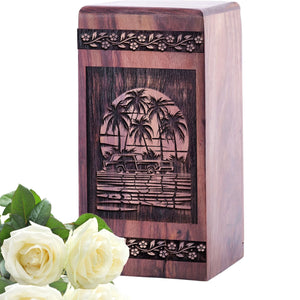 Unique Miami Wooden Urn for Human Ashes Keepsake