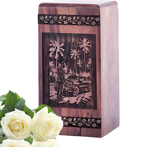 Medium Miami Wooden Urn for Human Cremation Ashes