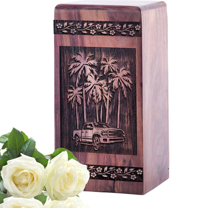 Mini Wooden Memorial Urn with Miami Urn for Adults