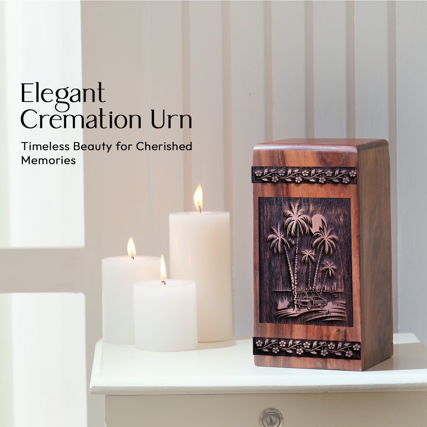 Mini Handmade Wooden Cremation Urn for Human Ashes