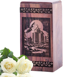 Decorative Wooden Myrtle Beach Urn for Human Burial Ashes