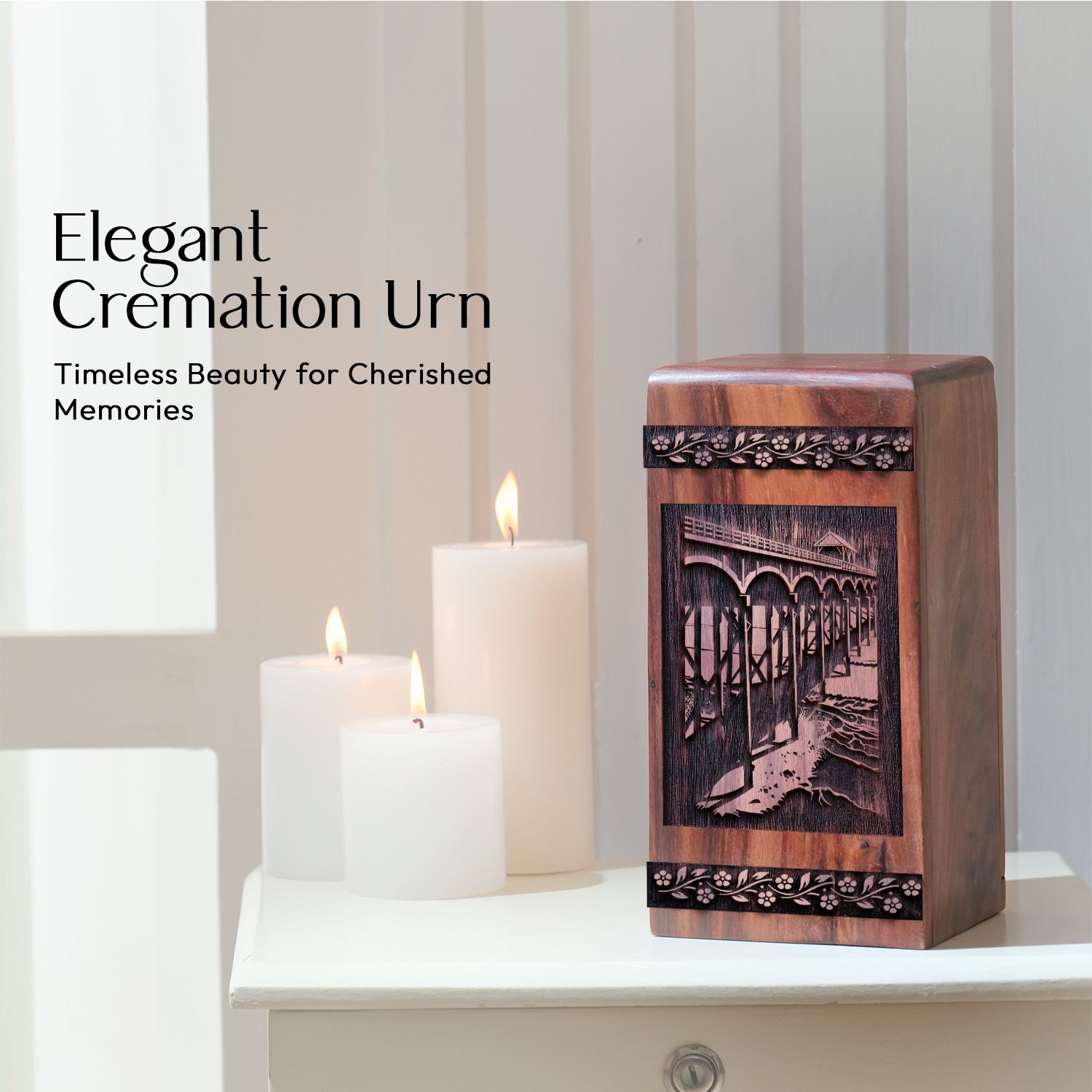 Beautiful Handcrafted Myrtle Beach Wooden Urn for Cremation Ashes