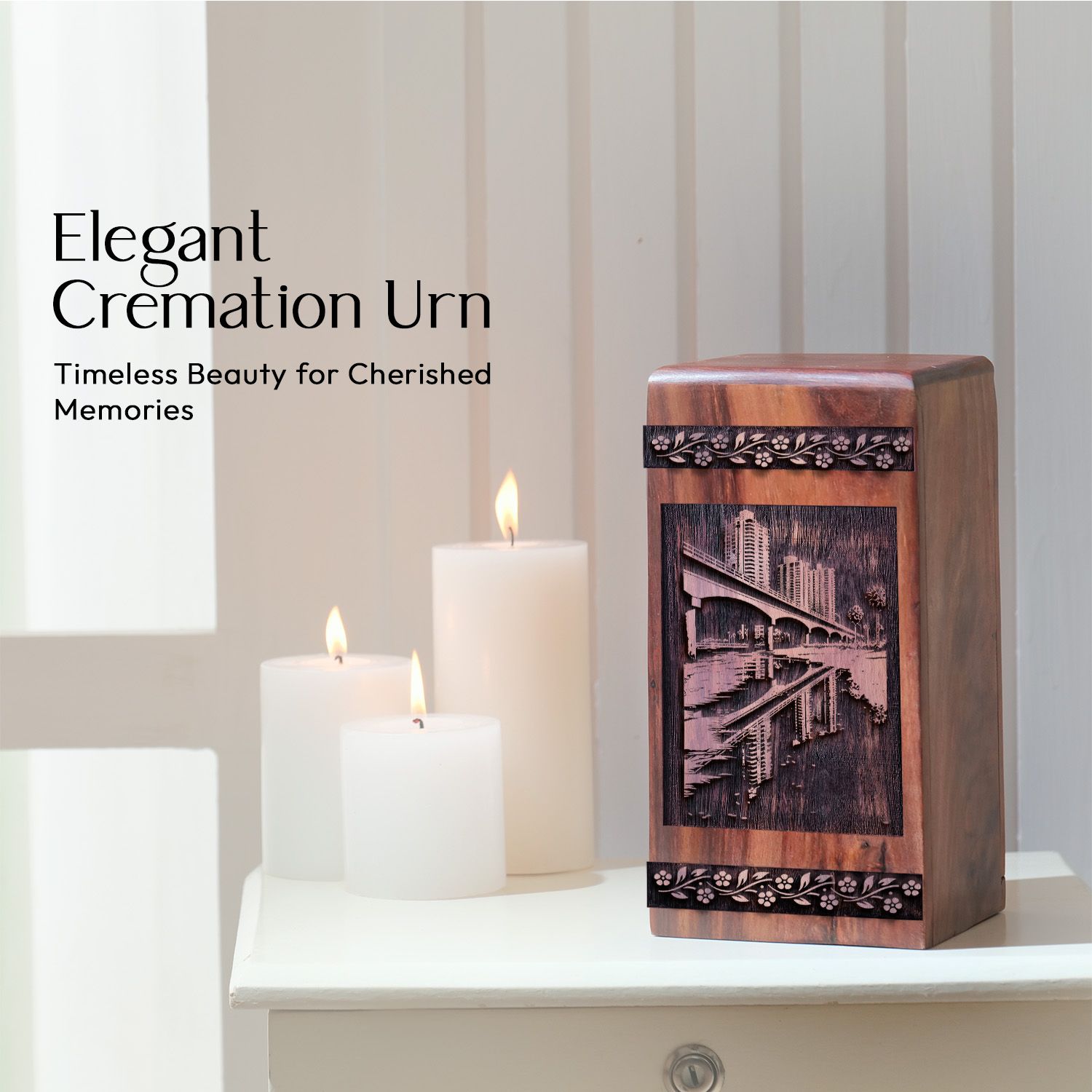 Handcrafted Myrtle Beach Wooden Memorial Urn for Adults