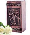 Beautiful Wooden Memorial Urn with Myrtle Beach Urn for Ashes