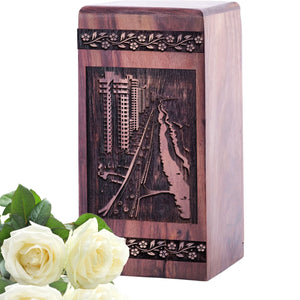 Keepsake Myrtle Beach Wooden Urn for Memorial Cremation Ashes