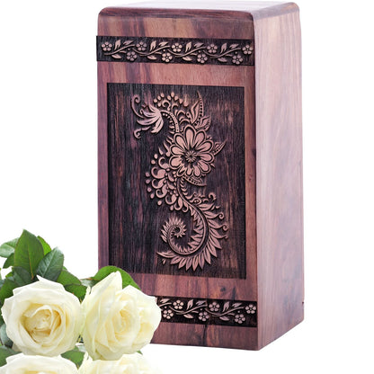 Mini Handcrafted Wooden Paisley Urn for Memorial Ashes
