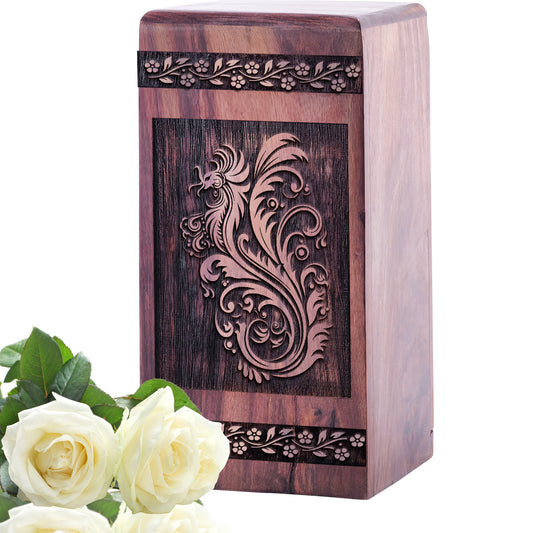 Paisley Wood Box Urn Size 5 Inch 5”(H) x 3”(W) x 3”(L)