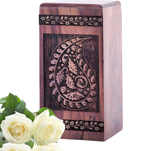 Mini Paisley Handcrafted Wooden Memorial Urn Ashes