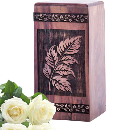 Beautiful Handcrafted Wooden Urn with Paisley Pattern for Adults