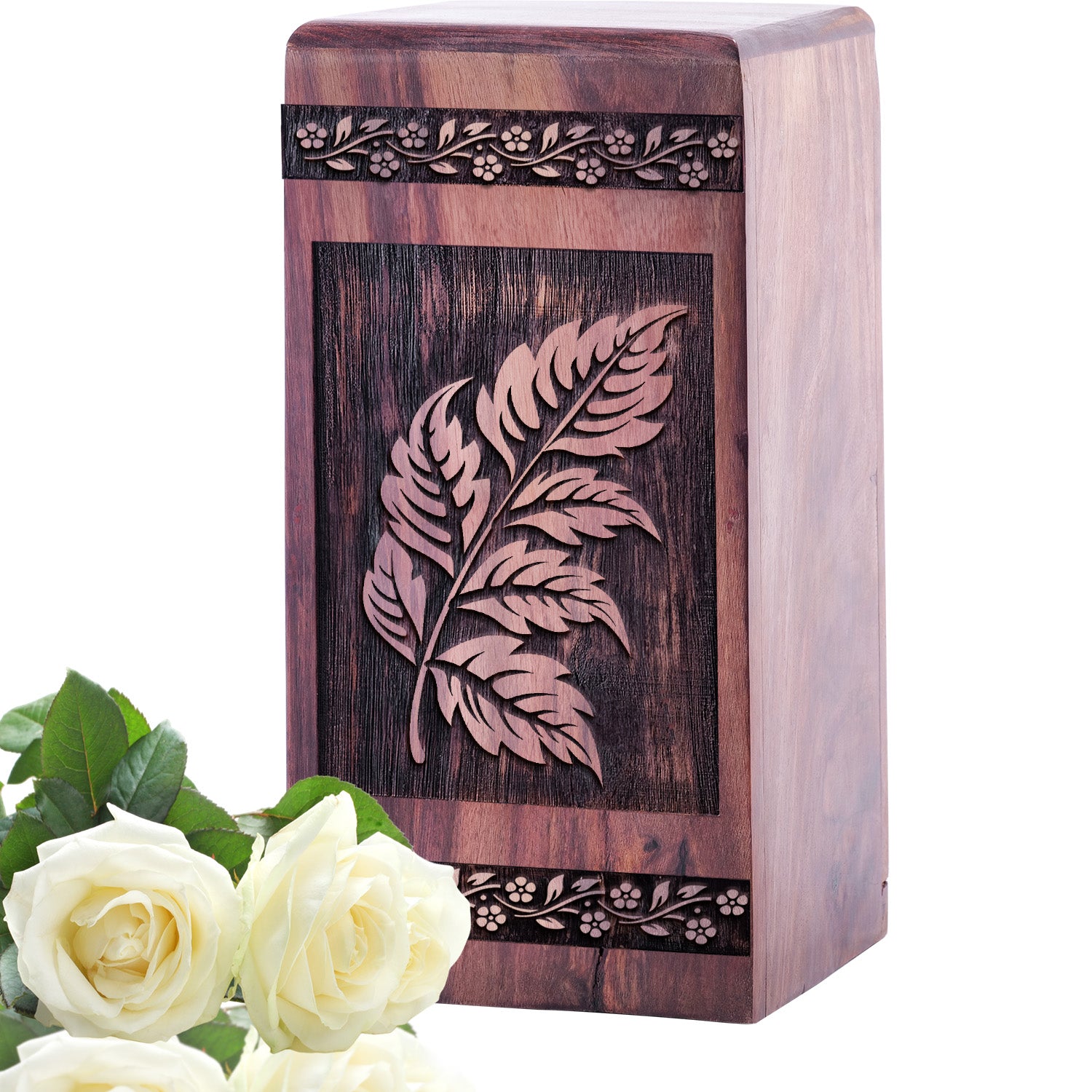 Paisley Wood Box Urn Size 5 Inch 5”(H) x 3”(W) x 3”(L)