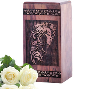 Handmade Wooden Renaissance Urn for Human Burial Ashes