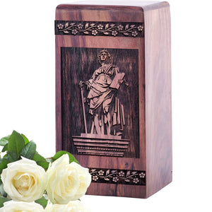 Medium Wooden Renaissance Memorial Urn for Cremation Ashes