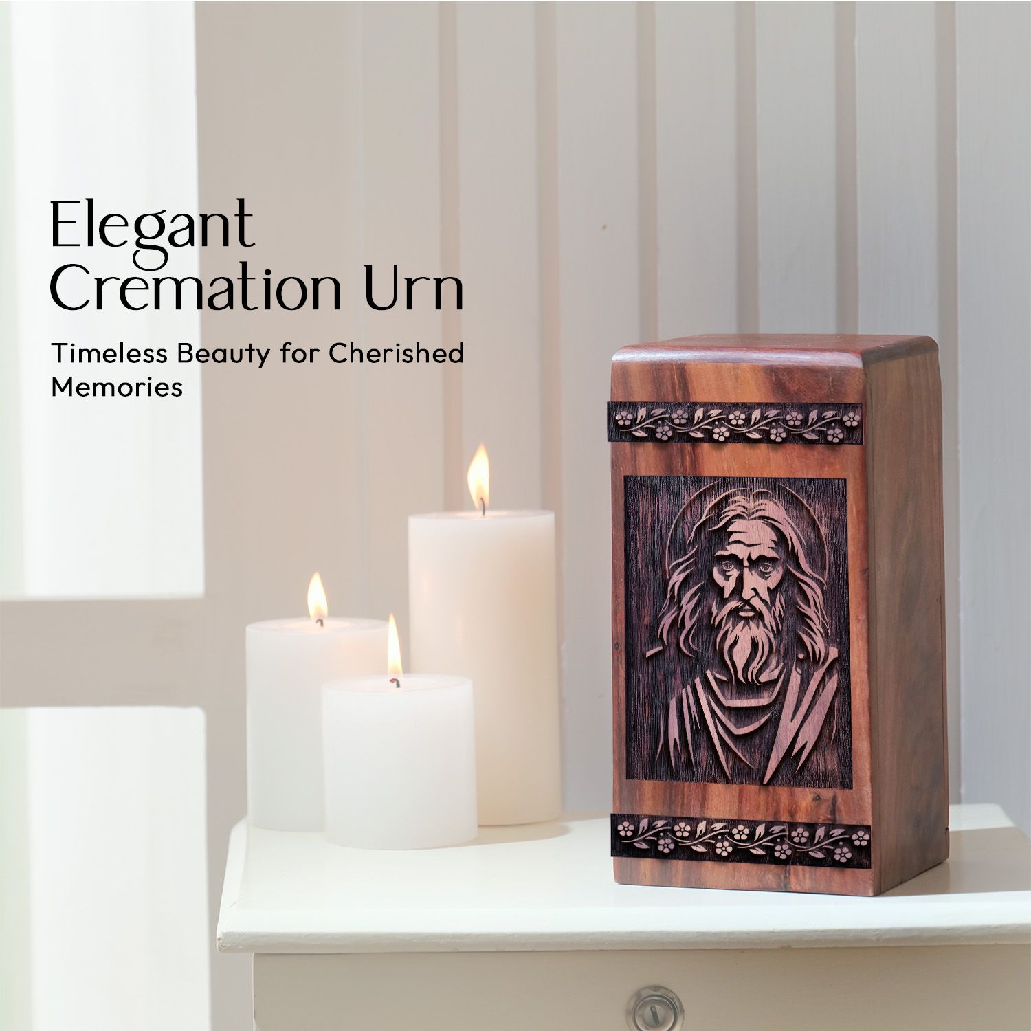Mini Wooden Urn with Renaissance Urn for Memorial Ashes
