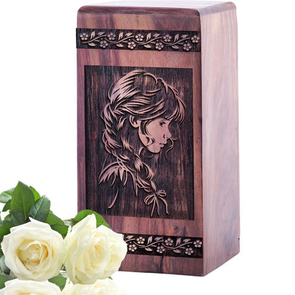 Handcrafted Wooden Urn with Renaissance Urn for Cremation Ashes