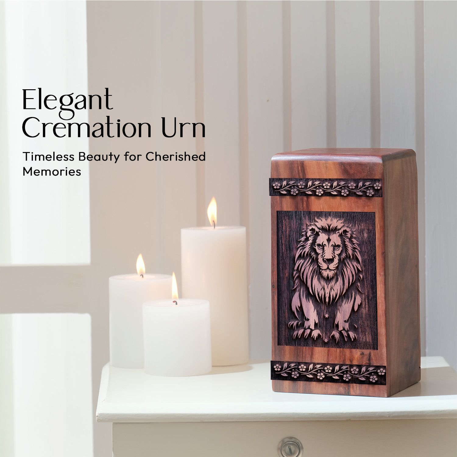 Beautiful Renaissance Wooden Memorial Urn for Cremation Ashes