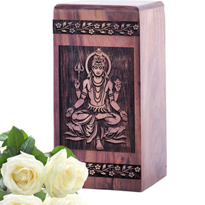 Unique Wooden Shiva Cremation Urn for Human Ashes