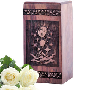 Handmade Wooden Universe Urn for Human Burial Ashes