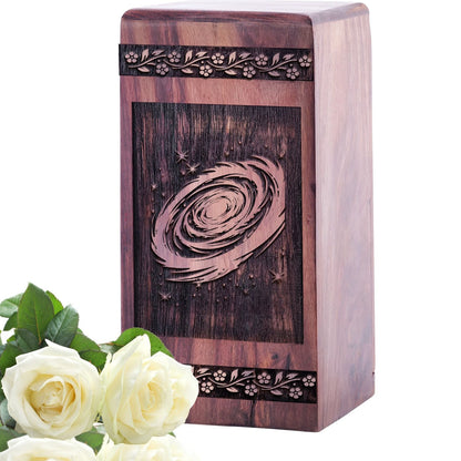 Beautiful Handcrafted Wooden Universe Urn for Human Ashes