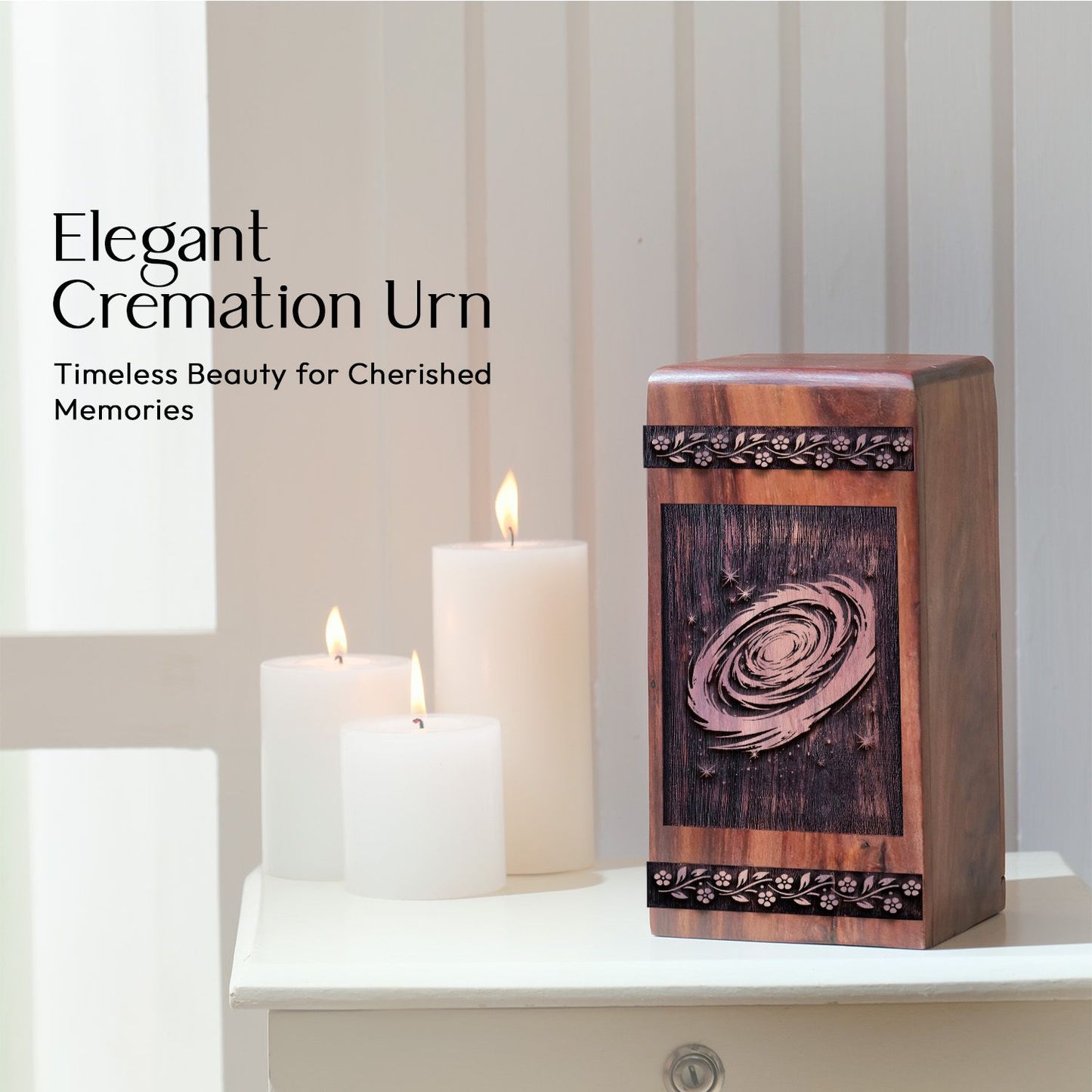 Beautiful Handcrafted Wooden Universe Urn for Human Ashes