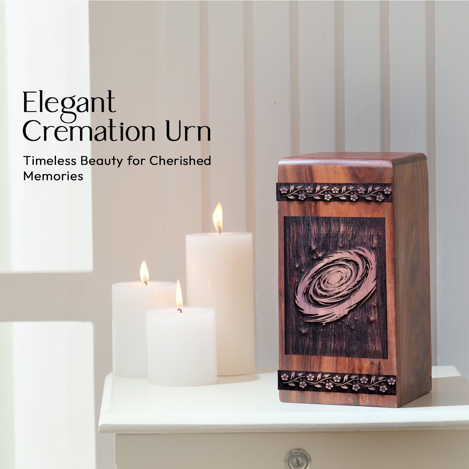 Beautiful Handcrafted Wooden Universe Urn for Human Ashes