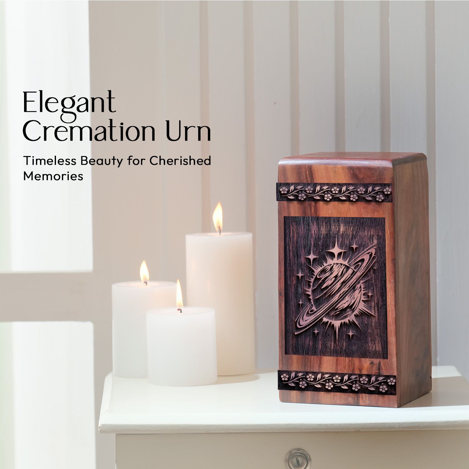 Unique Wooden Memorial Urn for Ashes Keepsake