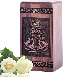 Handcrafted Yoga Wooden Cremation Memorial Urn