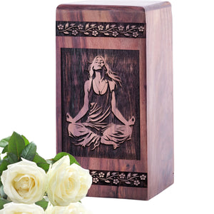 Mini Handmade Wooden Yoga Urn for Human Ashes keepsake