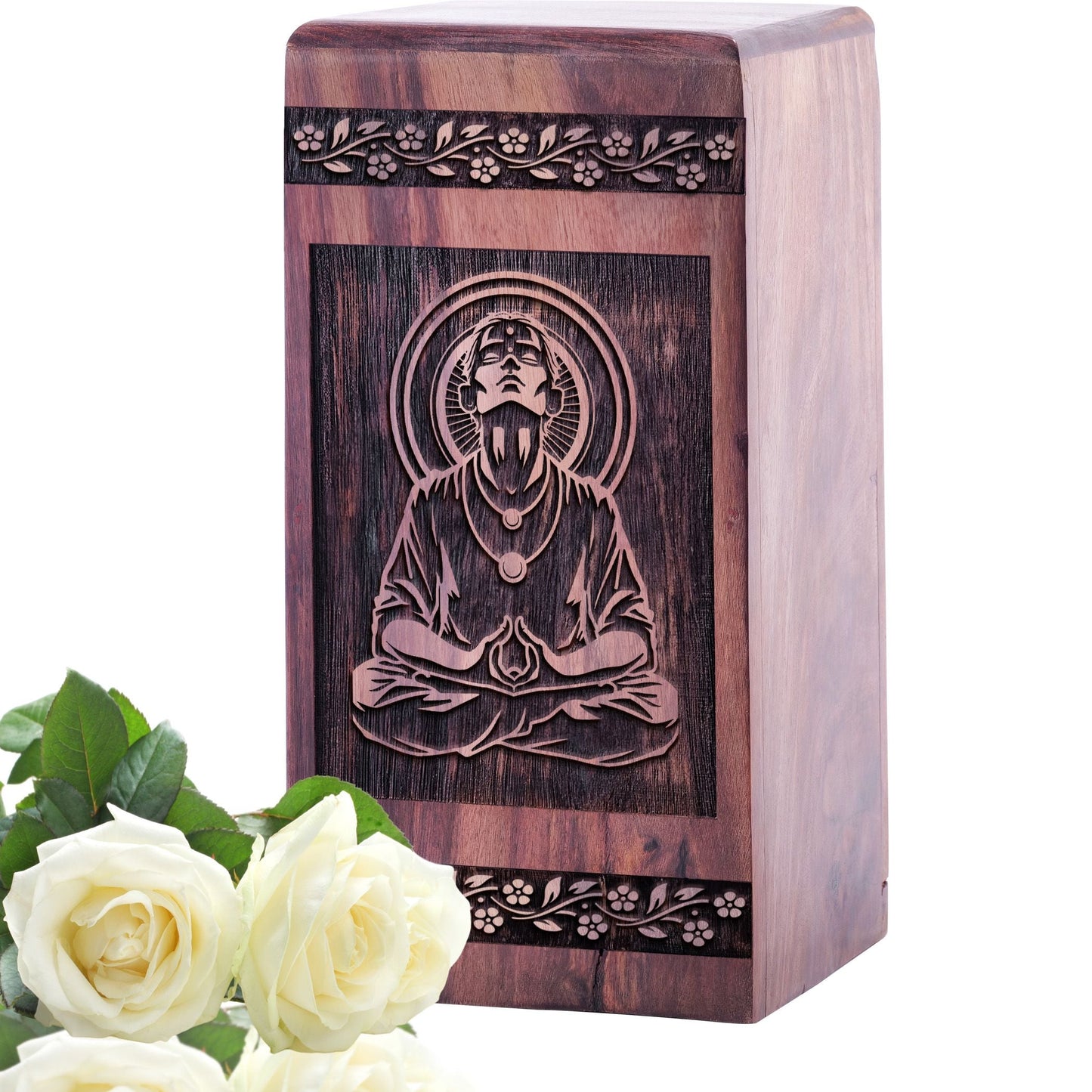 Mini Yoga Handcrafted Wooden Memorial Urn Ashes