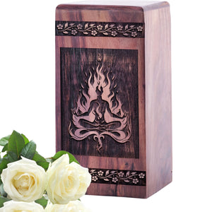 Mini Wooden Yoga Memorial Urn for Ashes keepsake