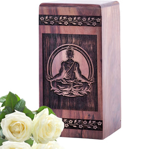 Keepsake Wooden Yoga Urn for Human Ashes Memorial