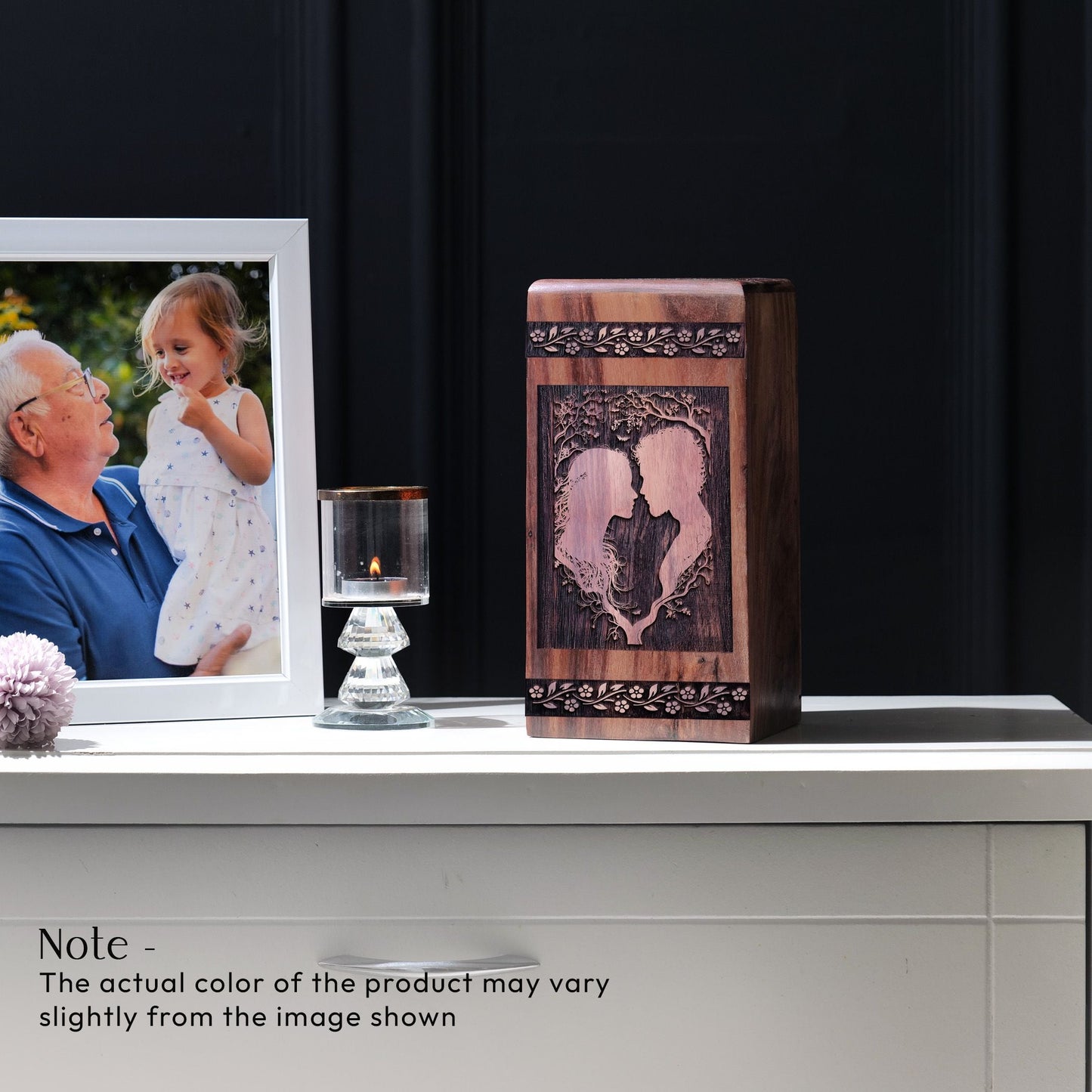Beautiful Couple Wood Cremation Urn for Memorial Ashes