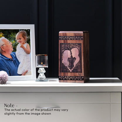 Beautiful Couple Wood Cremation Urn for Memorial Ashes