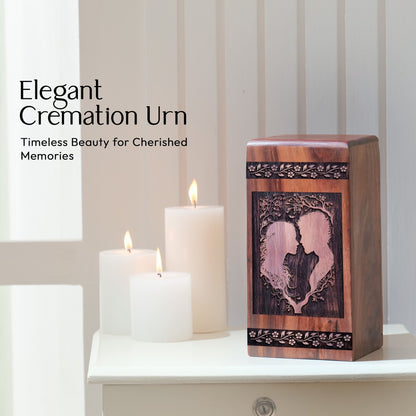 Beautiful Couple Wood Cremation Urn for Memorial Ashes