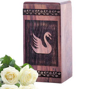 Unique Wooden Swan Cremation Urn for Human Ashes