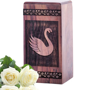 Handmade Wooden Swan Urn for Human Burial Ashes