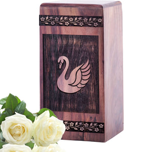 Medium Wooden Swan Memorial Urn for Cremation Ashes