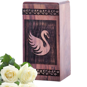 Decorative Wooden Swan Urn for Human Burial Ashes